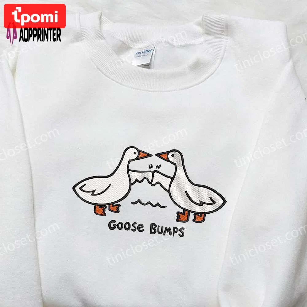 Silly goose bumps embroidered shirt: animal & funny designs for a playful look! Embroidered Shirt
