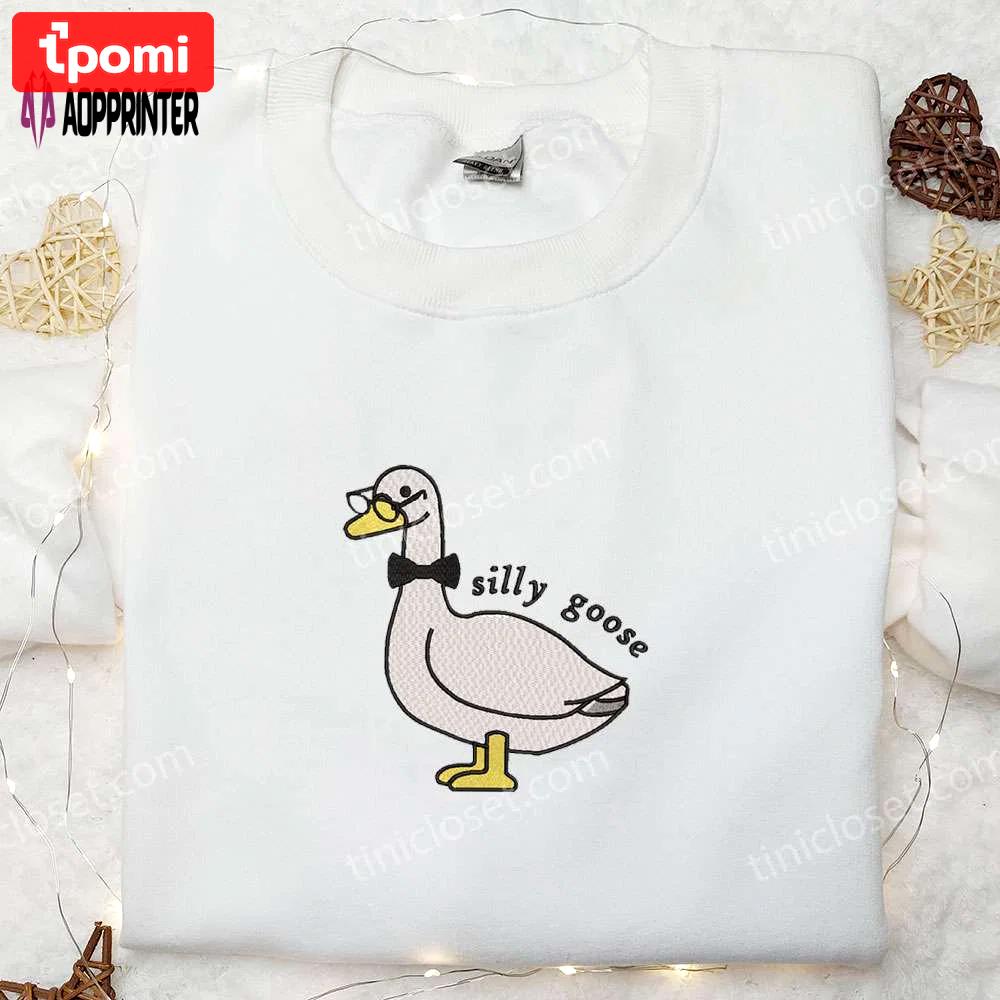 Silly goose embroidered shirt: animal & funny design glasses accent Embroidered Shirt
