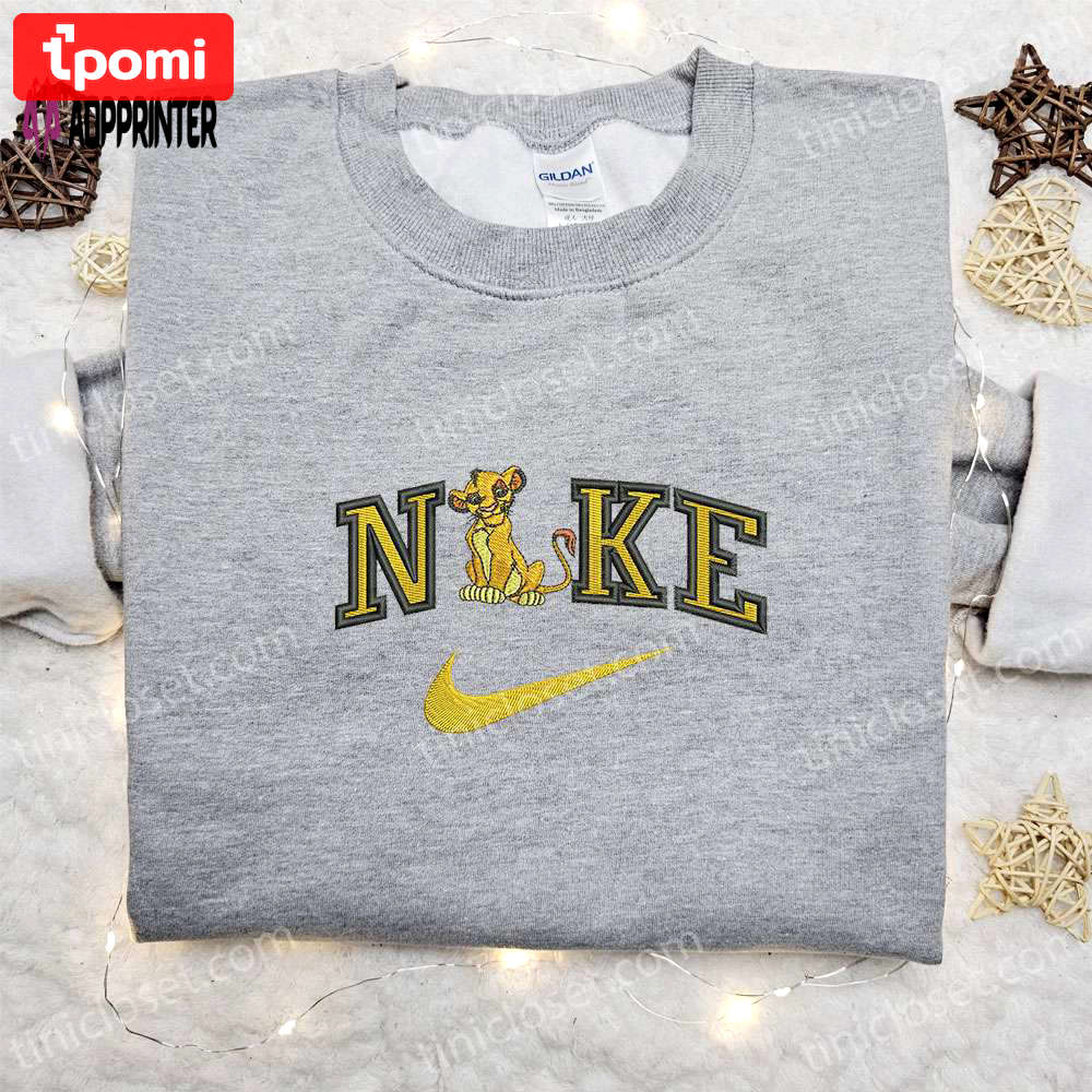 Simba x nike cartoon embroidered tshirt – nike inspired shirt perfect family gift Embroidered Shirt
