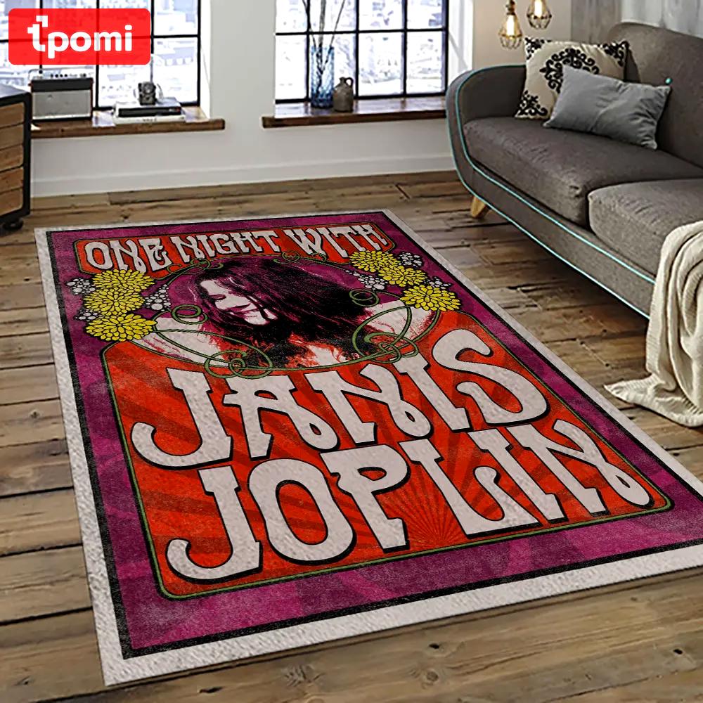Singer janis joplin music carpet rectangle area rug for living room bedroom decor jj27 Rectangle Rug