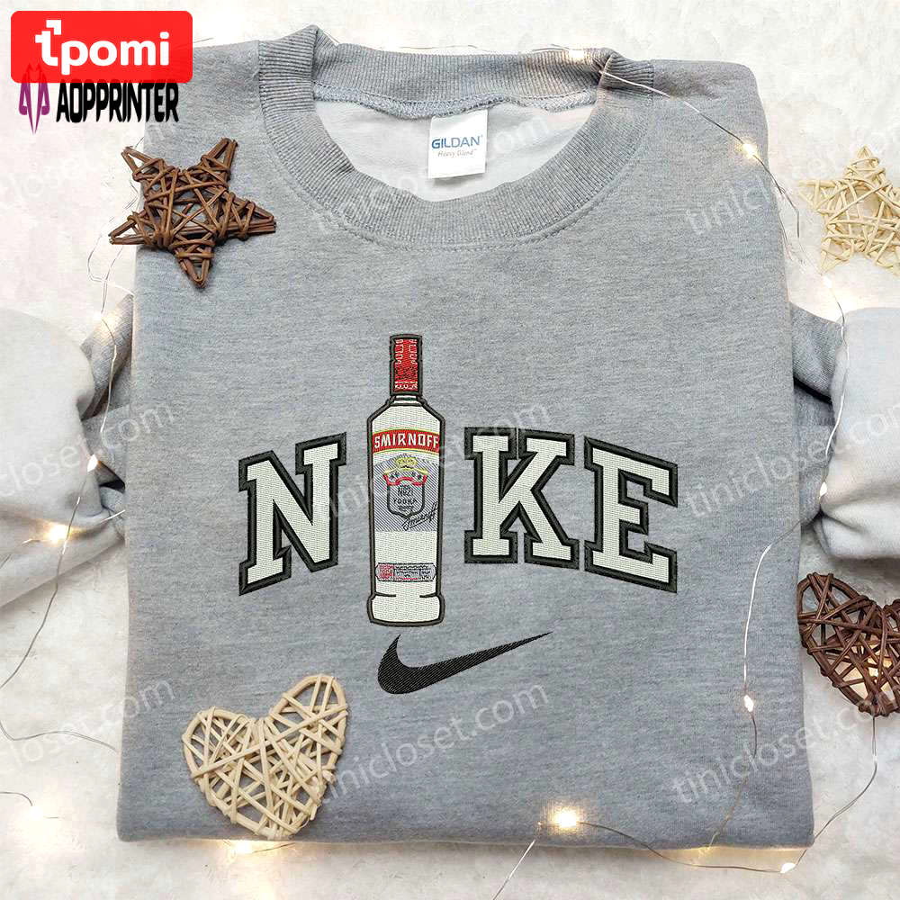 Smirnoff x nike embroidered sweatshirt: favorite drink & nike inspired shirt Embroidered Shirt
