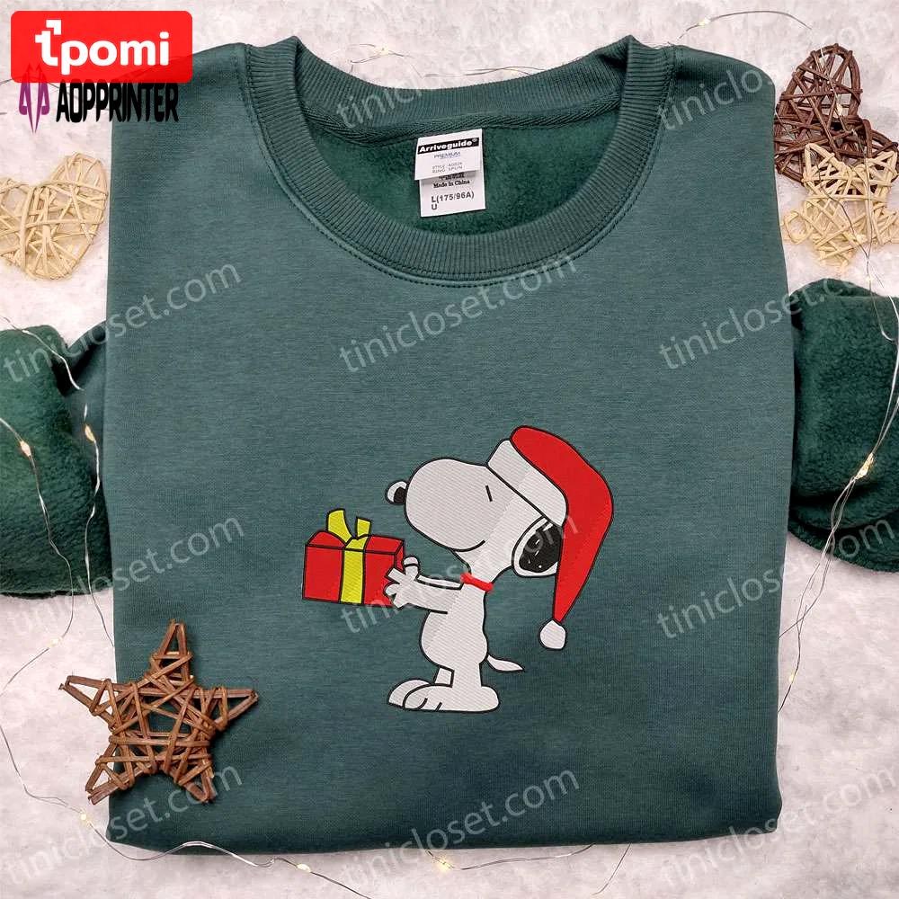 Snoopy christmas gift shirt & peanuts cartoon hoodie: best family gifts Embroidered Shirt