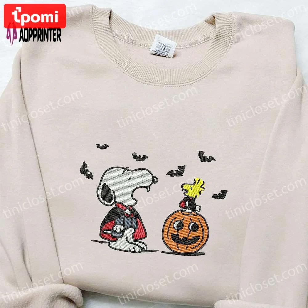 Snoopy halloween sweatshirt & peanuts t-shirt: best family gift ideas Embroidered Shirt