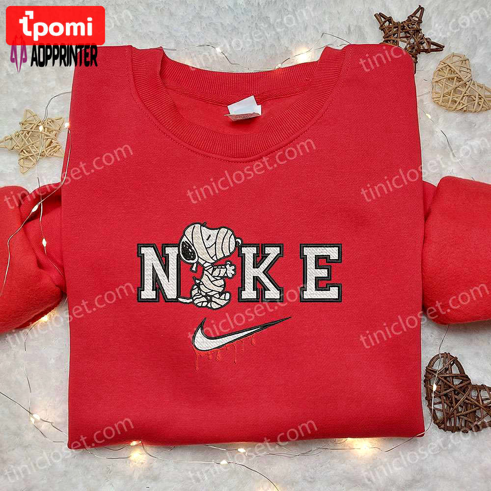 Snoopy mummy x nike embroidered hoodie: best halloween gift nike inspired shirt Embroidered Shirt