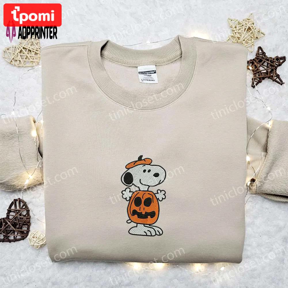Snoopy pumpkin embroidered shirt & peanuts halloween sweatshirt – best family halloween gift ideas Embroidered Shirt