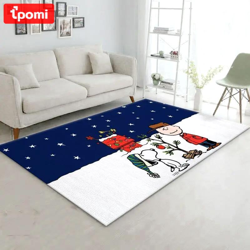Snoopy snow area rug living room and bed room rug rug regtangle carpet floor decor home decor Rectangle Rug