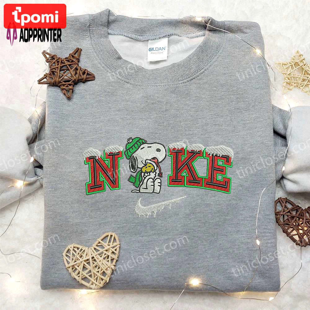 Snoopy & woodstock x nike embroidered sweatshirt: best nike inspired christmas gift Embroidered Shirt