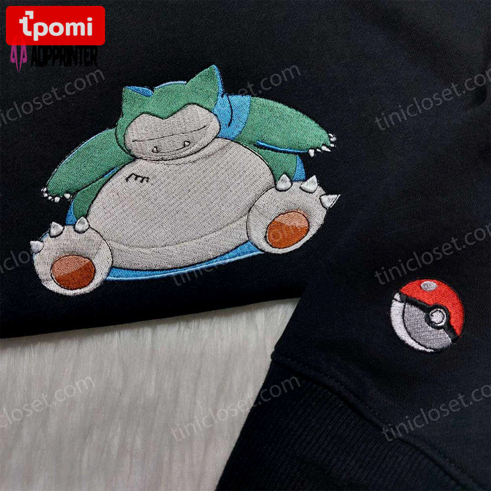 Snorlax pokemon embroidered shirt hoodie & sweatshirt – anime inspired apparel Embroidered Shirt