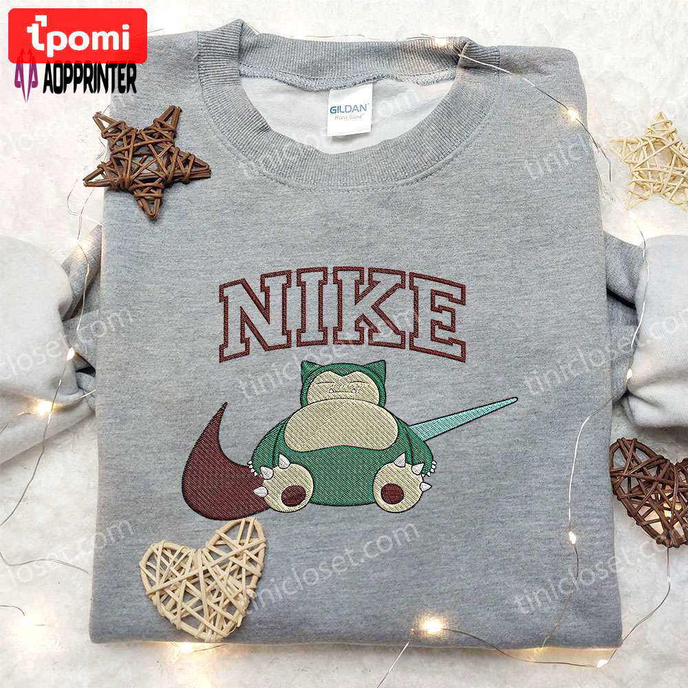 Snorlax x nike embroidered sweatshirt: pokemon & nike inspired shirt Embroidered Shirt