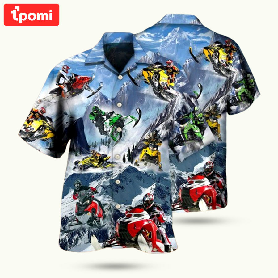 Snowmobile life style with ice mountain hawaiian shirt Hawaii Shirt Shorts & Flip Flops