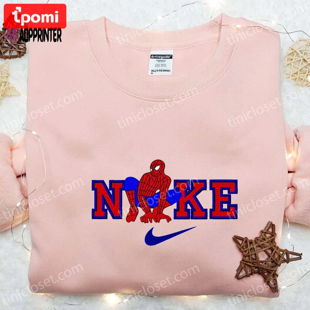 Spider-man x nike movie embroidered hoodie & marvel cinematic universe shirt: nike inspired embroidery Embroidered Shirt
