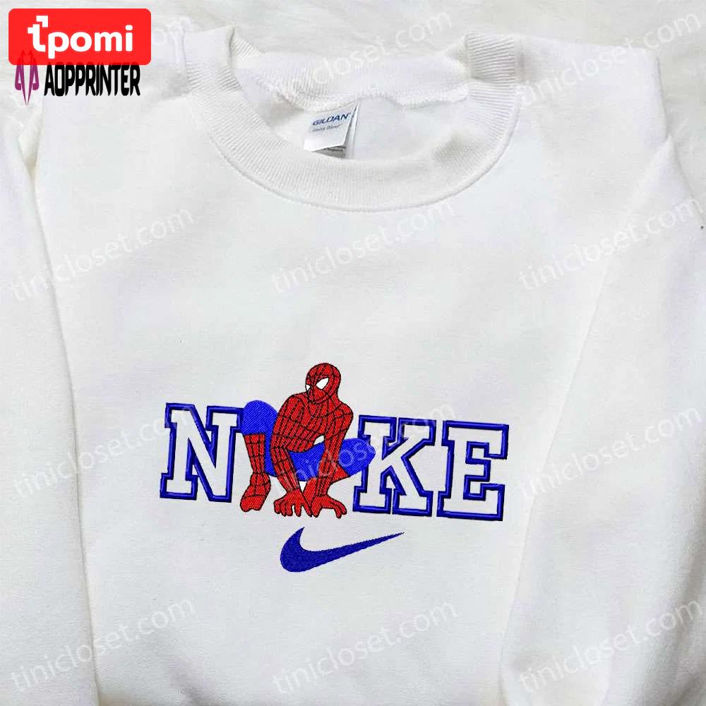 Spider-man x nike movie embroidered shirt: custom gift for family Embroidered Shirt