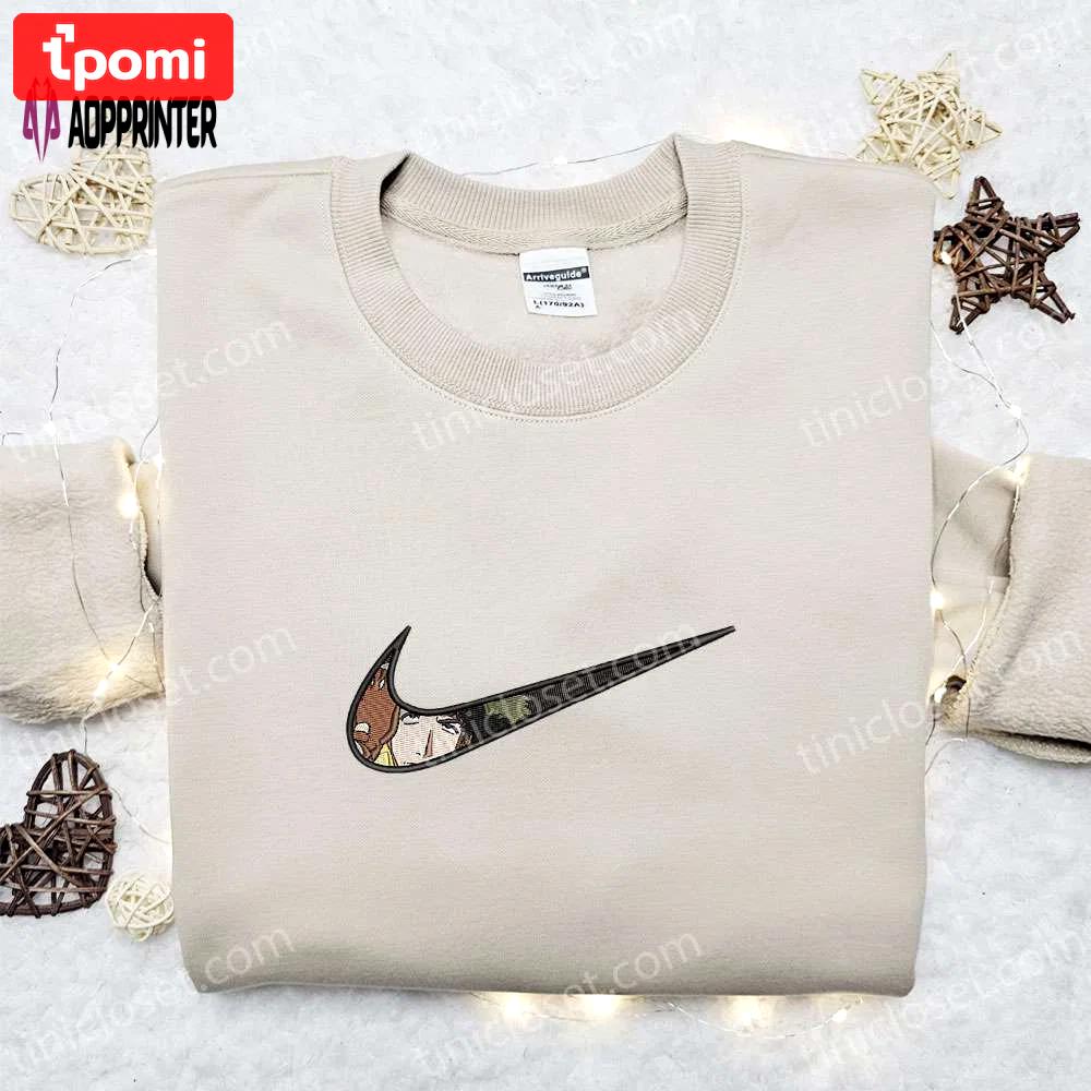 Spike spiegel x swoosh anime embroidered sweatshirt – cowboy bebop & nike inspired shirt Embroidered Shirt
