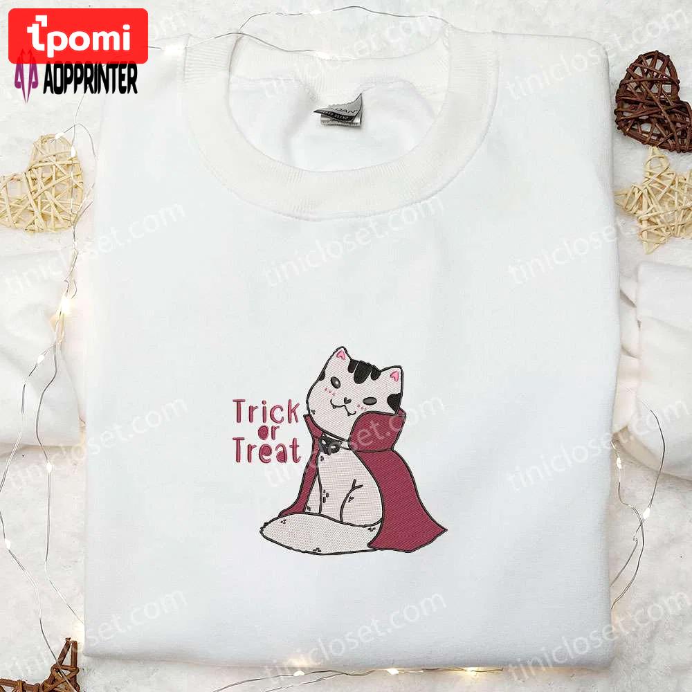 Spook-tacular cat vampire costume trick or treat embroidered shirt: best halloween gifts Embroidered Shirt