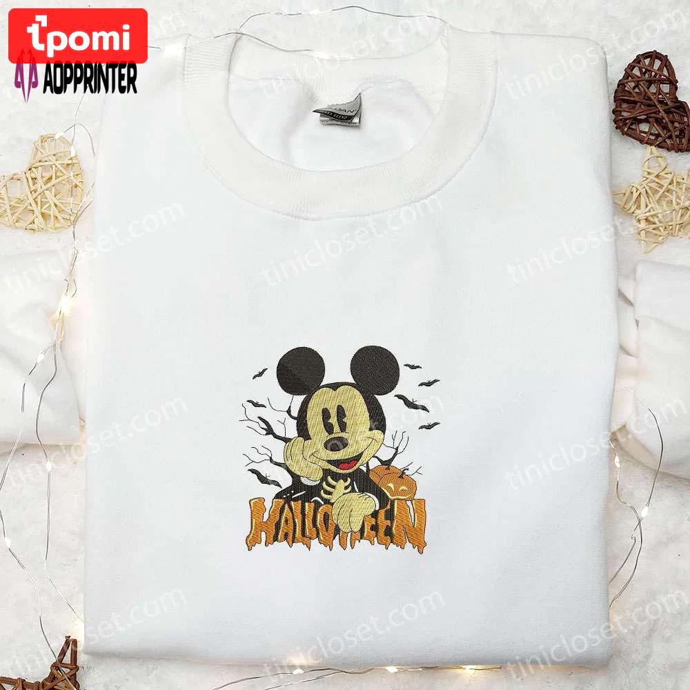 Spook-tacular halloween mickey embroidered hoodie: disney sweatshirt & adorable shirt Embroidered Shirt