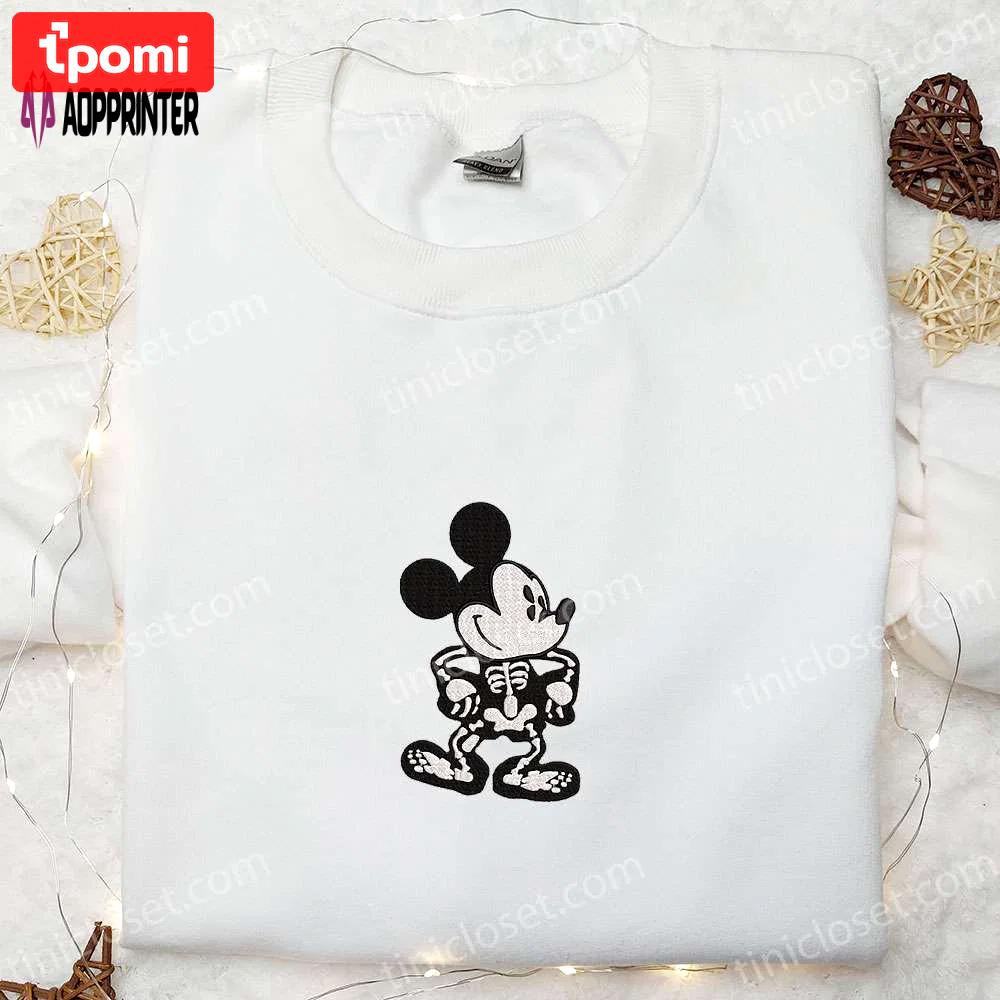 Spook-tacular mickey skeleton & disney halloween embroidered shirt – best family halloween gift Embroidered Shirt