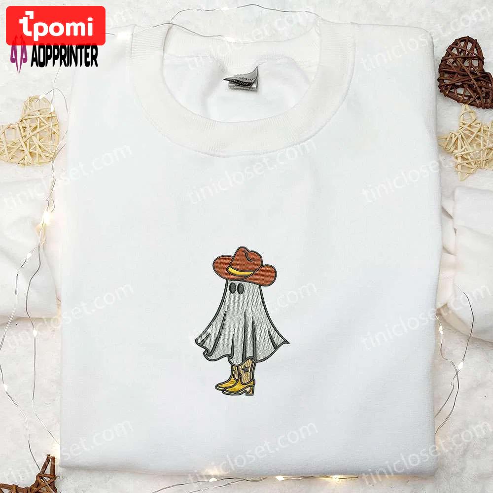 Spooktacular boo haw cowboy ghost embroidered shirt – funny halloween gift idea Embroidered Shirt