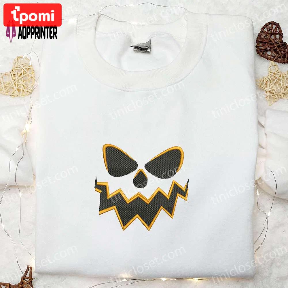 Spooktacular ghost face embroidered hoodie: halloween sweatshirt & cool shirt Embroidered Shirt