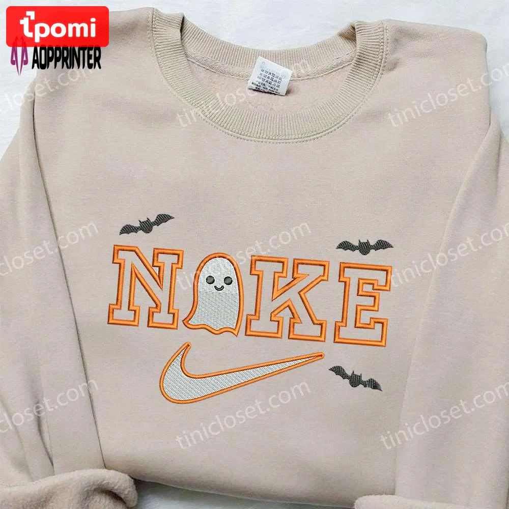 Spooktacular nike x ghost bats embroidered shirt: halloween custom tee Embroidered Shirt