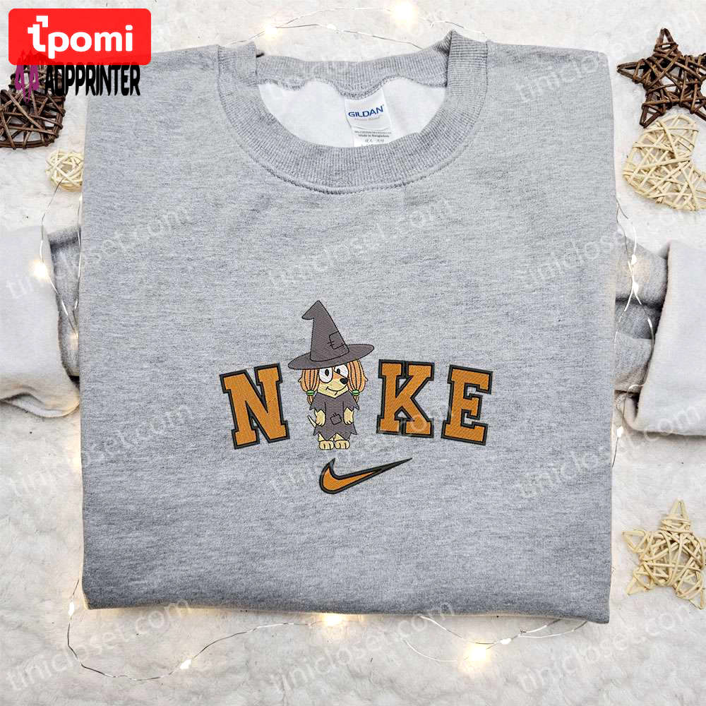 Spooktacular nike x halloween bluey dog embroidered shirt: best family halloween gift! Embroidered Shirt
