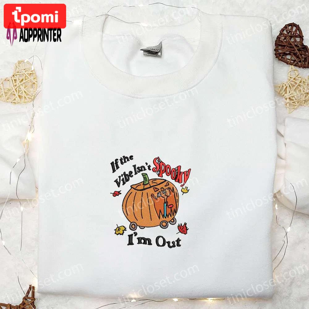 Spooky-approved pumpkin embroidered shirt: funny & cool halloween attire Embroidered Shirt