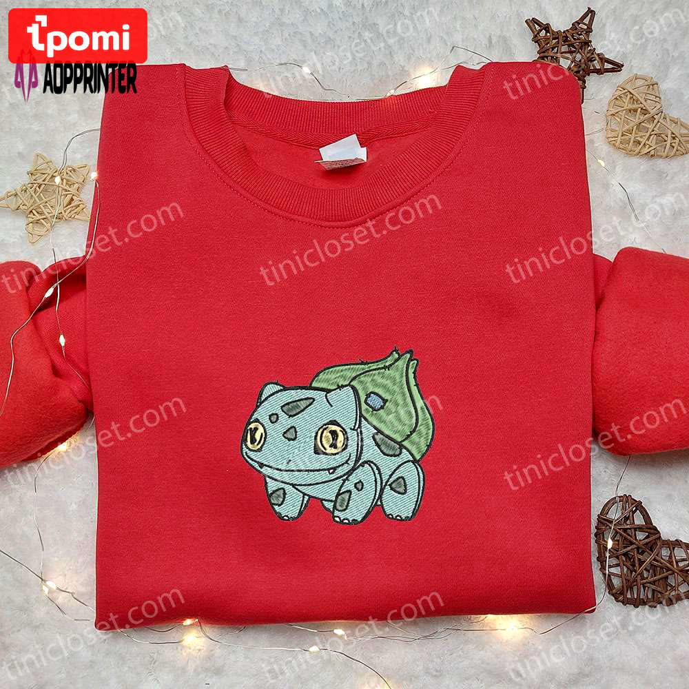 Spooky bulbasaur pokemon embroidered shirt – halloween inspired pokemon shirt Embroidered Shirt