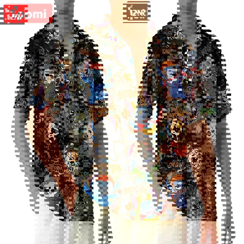 Spooky disney stitch hawaiian shirt Hawaii Shirt Shorts & Flip Flops