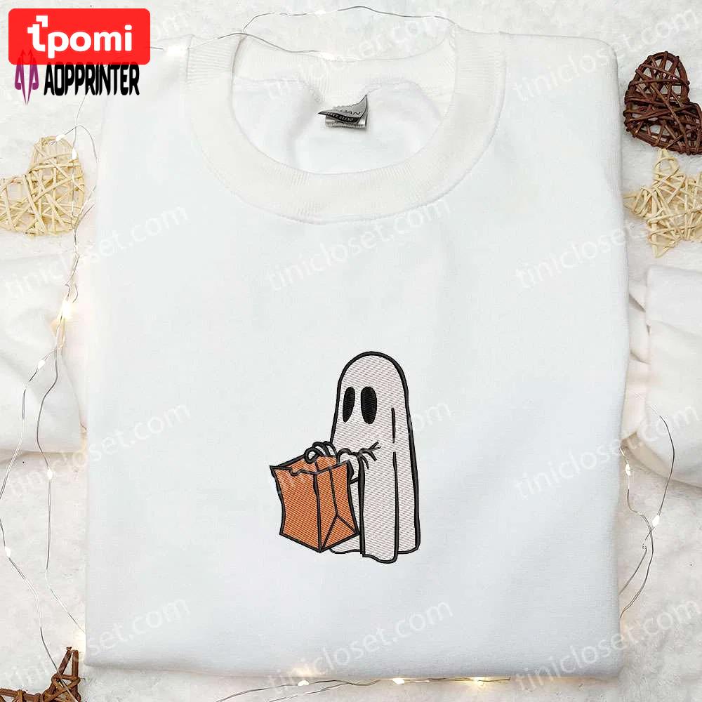 Spooky ghost box embroidered sweatshirt: halloween shirt & best gift idea Embroidered Shirt