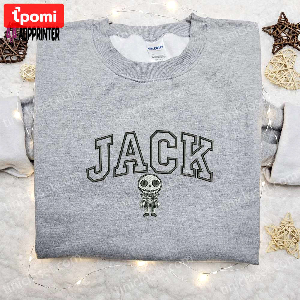 Spooky jack skellington embroidered hoodie & horror movie characters shirt: best halloween gift ideas Embroidered Shirt