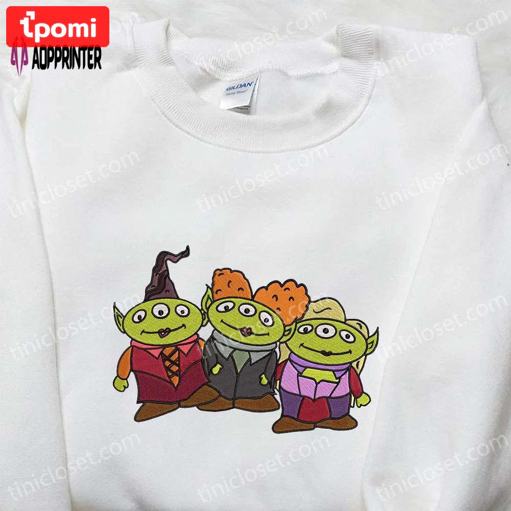 Spooky little green aliens halloween embroidered shirt – best family halloween gift Embroidered Shirt