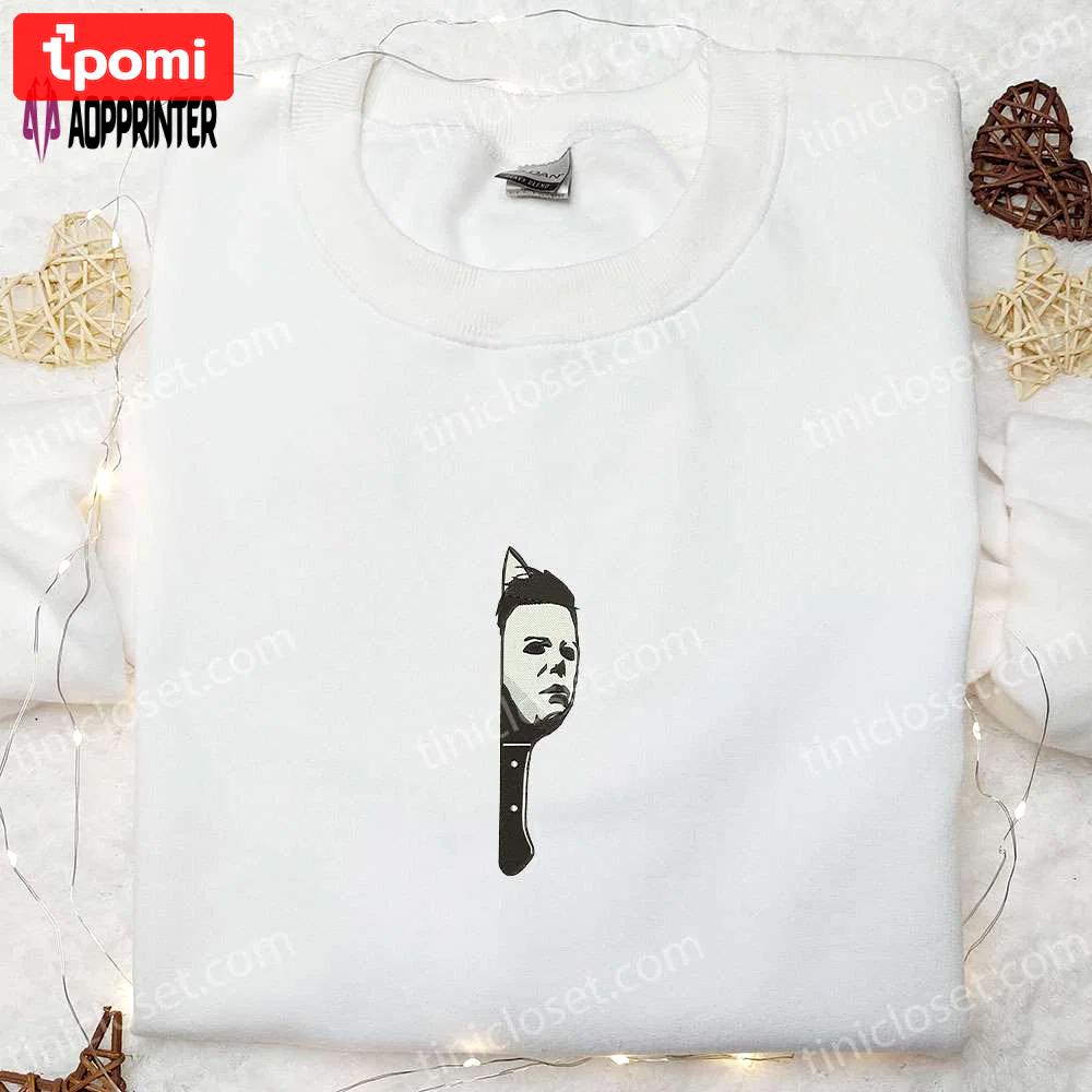 Spooky michael myers embroidered hoodie – perfect halloween gift! Embroidered Shirt