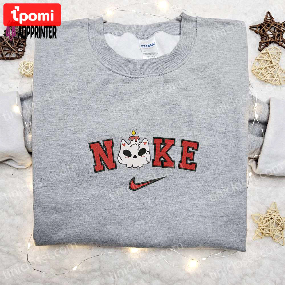 Spooky nike x skull halloween hoodie & t-shirt: best family gifts Embroidered Shirt