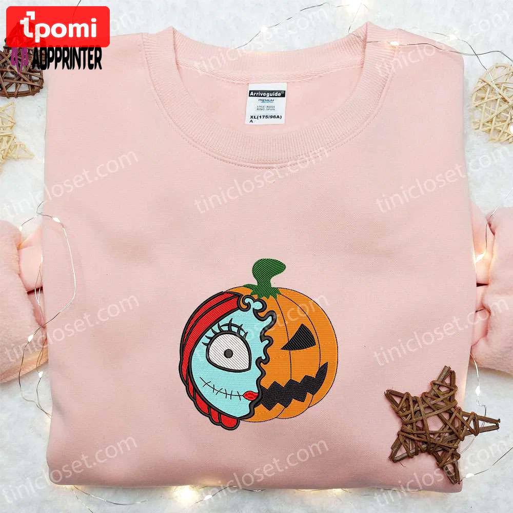 Spooky sally nightmare before christmas embroidered shirt – halloween pumpkin skull cool design Embroidered Shirt