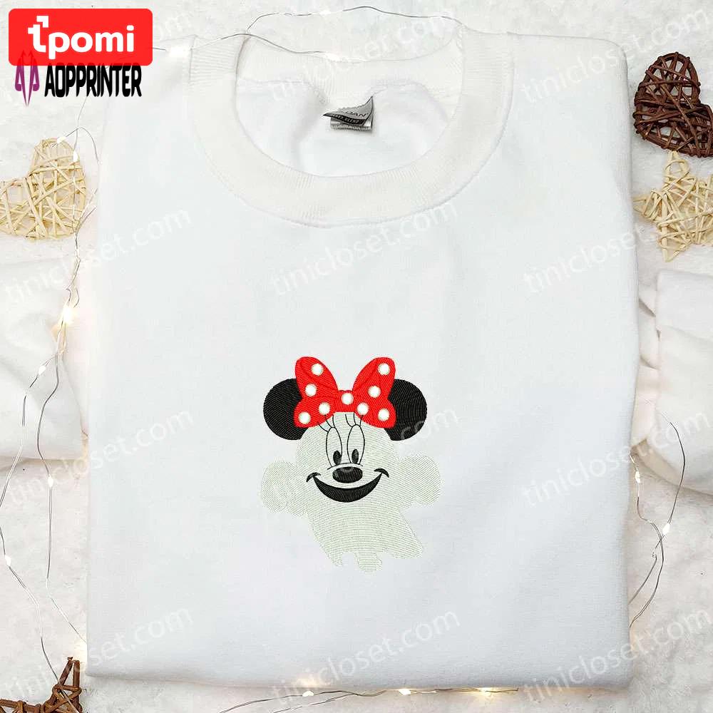 Spooky smiling boo minnie embroidered shirt – top disney halloween gift for the family Embroidered Shirt
