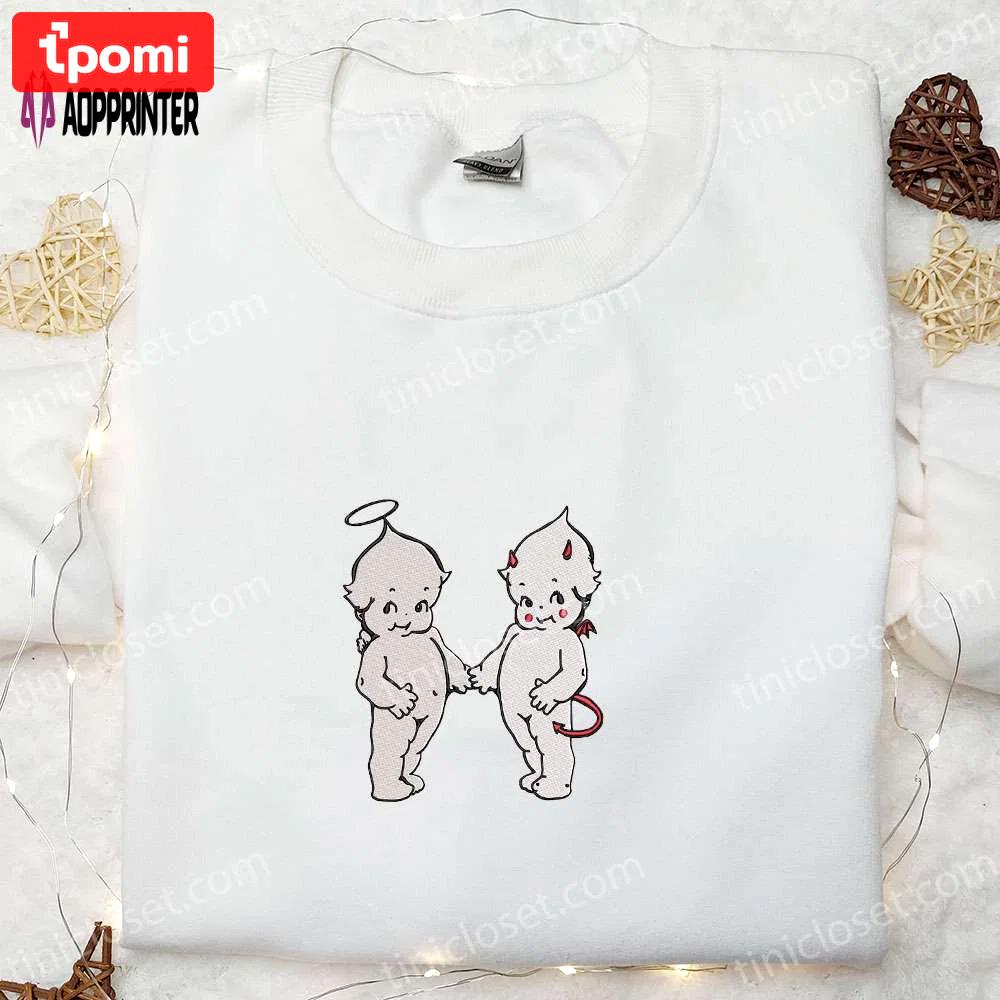 Spooky style: angel and devil embroidered sweatshirt halloween hoodie – best halloween gifts Embroidered Shirt