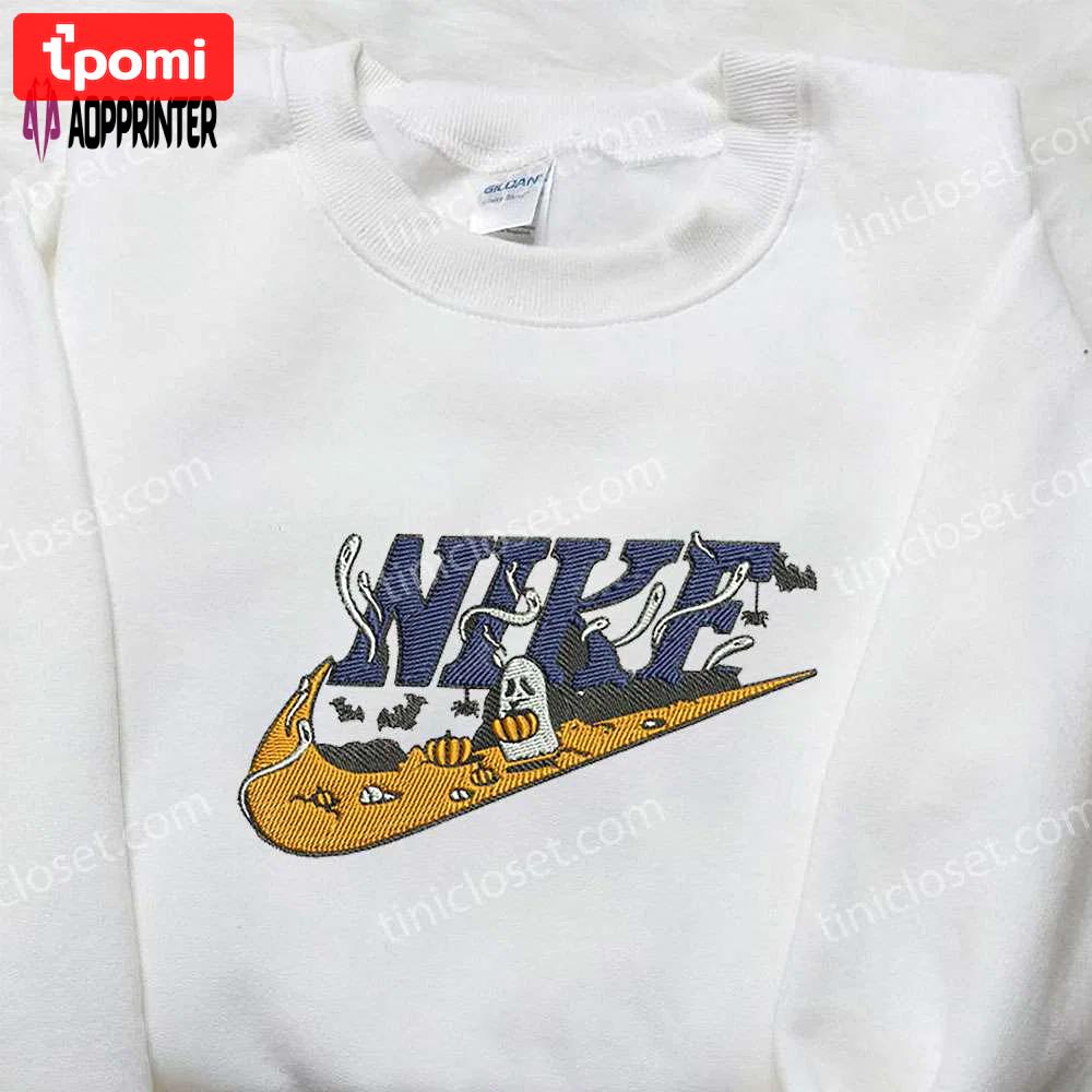 Spooky style: nike x ghost embroidered shirt – halloween customized! Embroidered Shirt