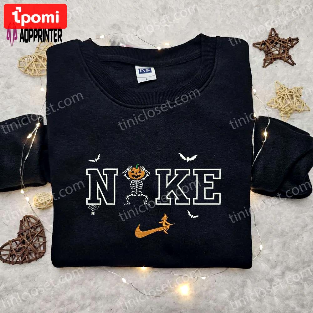 Spooky style: skeleton dance x nike embroidered hoodie & shirt – best halloween gift ideas Embroidered Shirt
