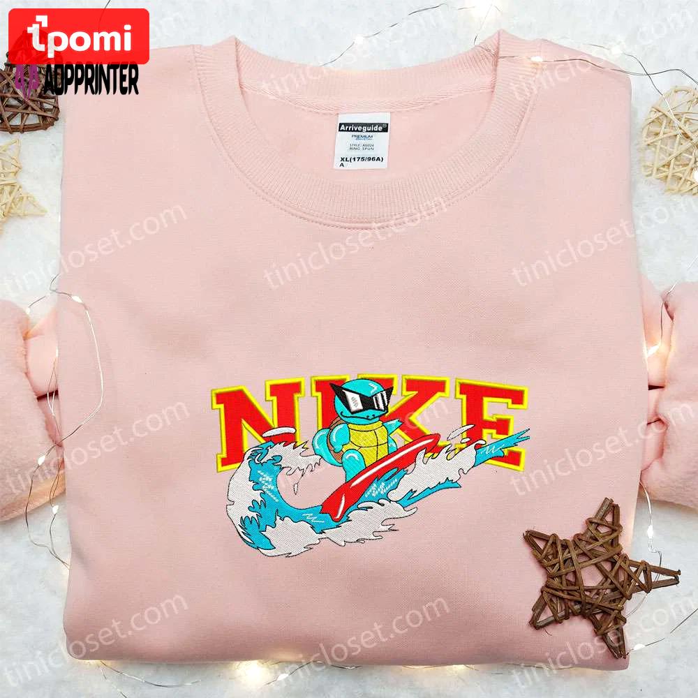 Squirtle surfing x nike embroidered sweatshirt – pokemon anime shirt the ultimate gift Embroidered Shirt