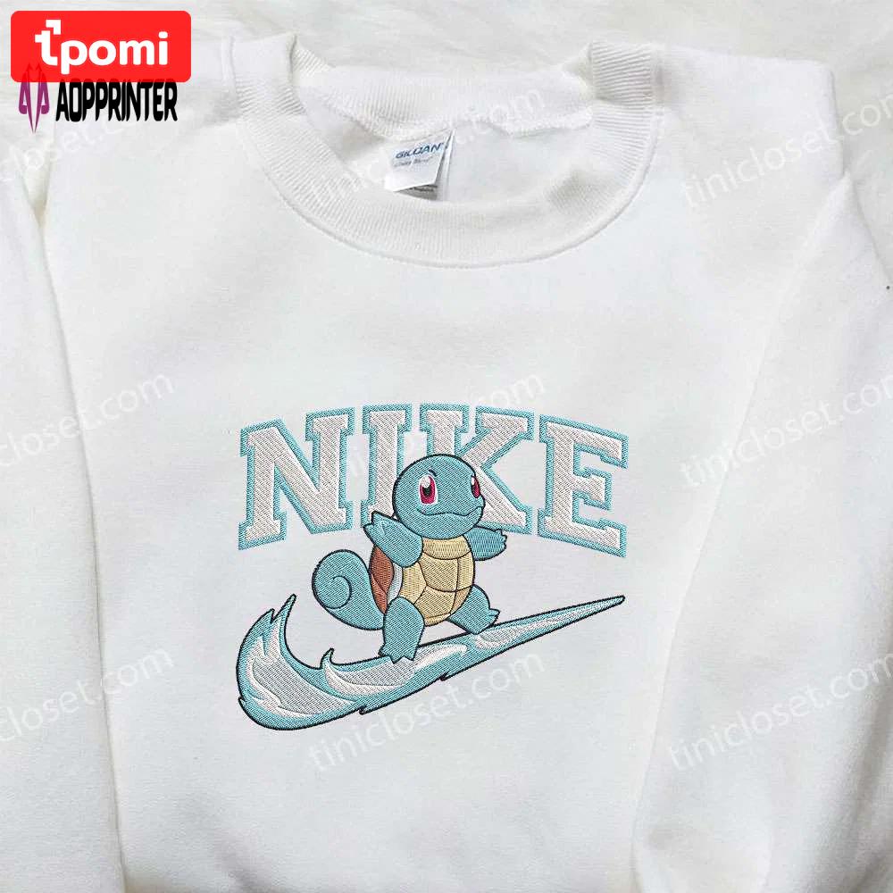Squirtle x nike embroidered sweatshirt: pokemon & nike inspired shirt Embroidered Shirt