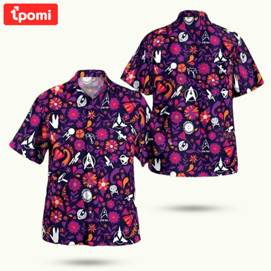 Star trek logo floral pattern hawaiian shirt Hawaii Shirt Shorts & Flip Flops
