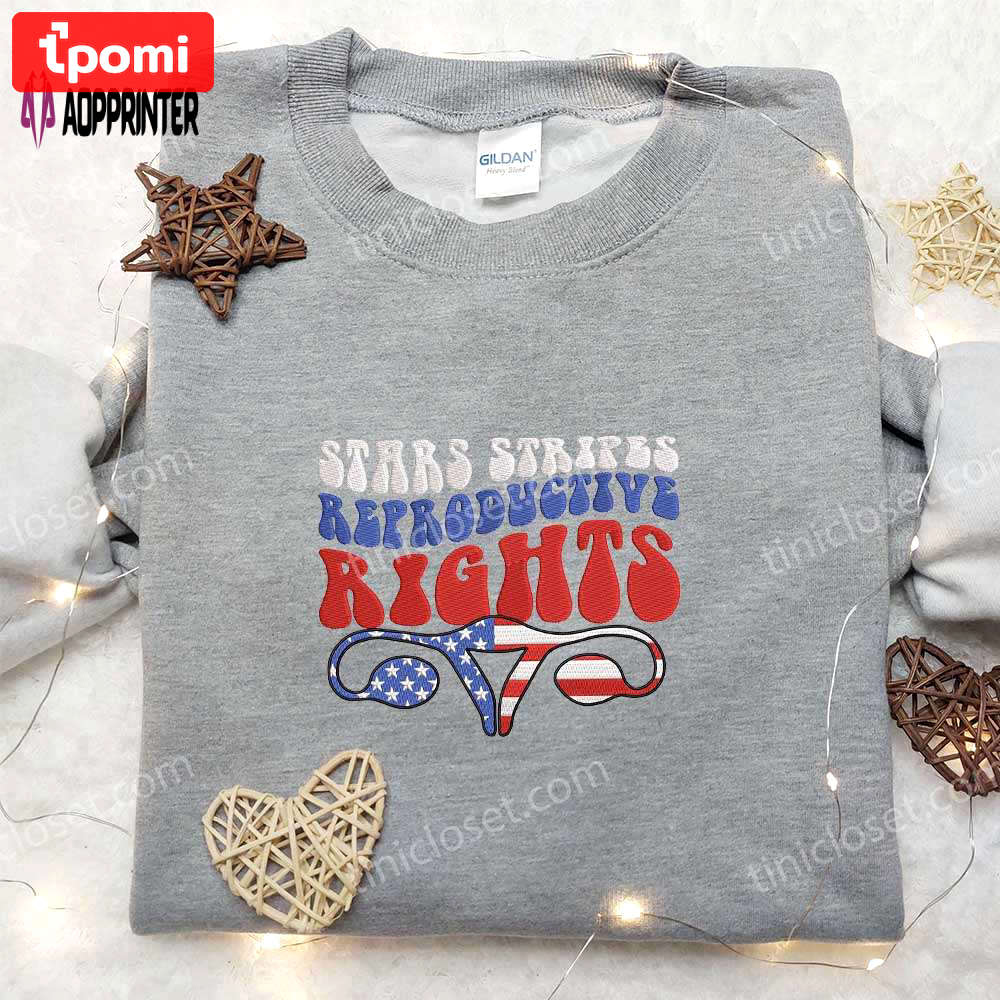 Stars & stripes reproductive rights embroidered shirt – political statement attire Embroidered Shirt