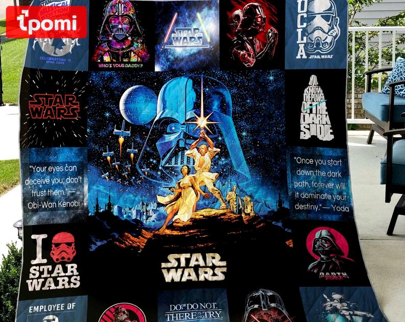 Starwars fleece blanket, darth vader luke skywalker leia , starwars quotes, starwars fan gifts, christmas gifts, birthday gifts Quilt Blanket