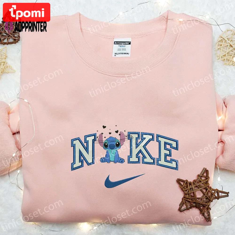 Stitch love confuse x nike embroidered sweatshirt: lilo and stitch disney shirt perfect valentine gift Embroidered Shirt