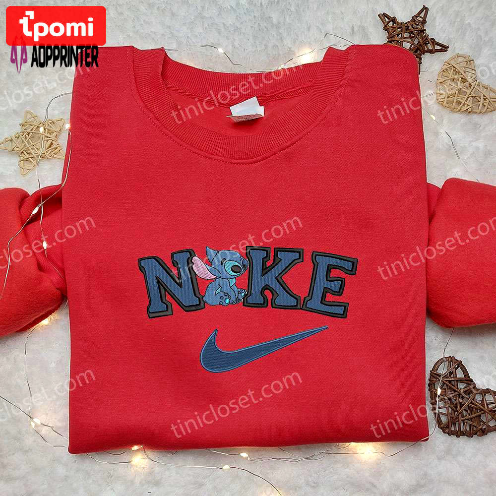 Stitch x nike embroidered sweatshirt – nike inspired shirt perfect family gift Embroidered Shirt