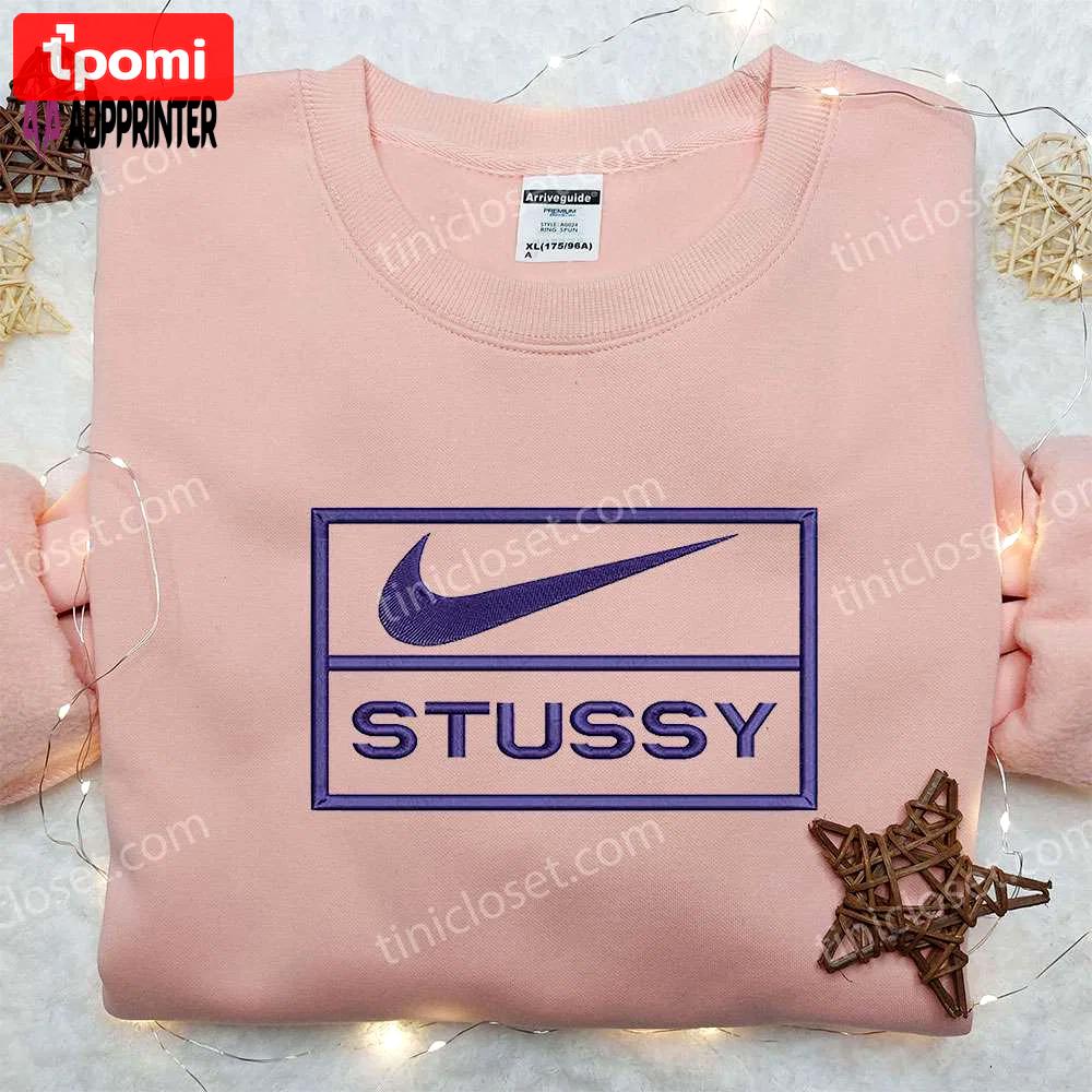 Stussy x nike embroidered hoodie & shirt set – best family gift Embroidered Shirt
