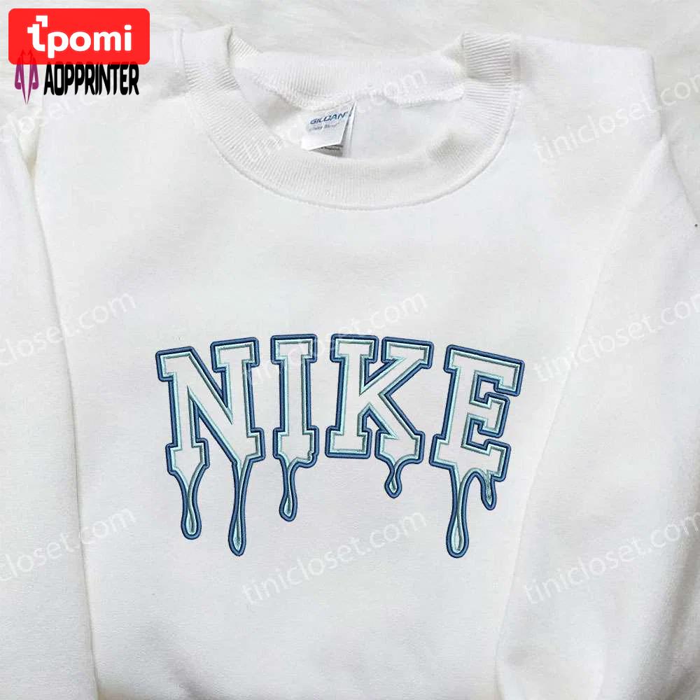Stylish blue drip x nike embroidered shirt – perfect gift for son custom design Embroidered Shirt