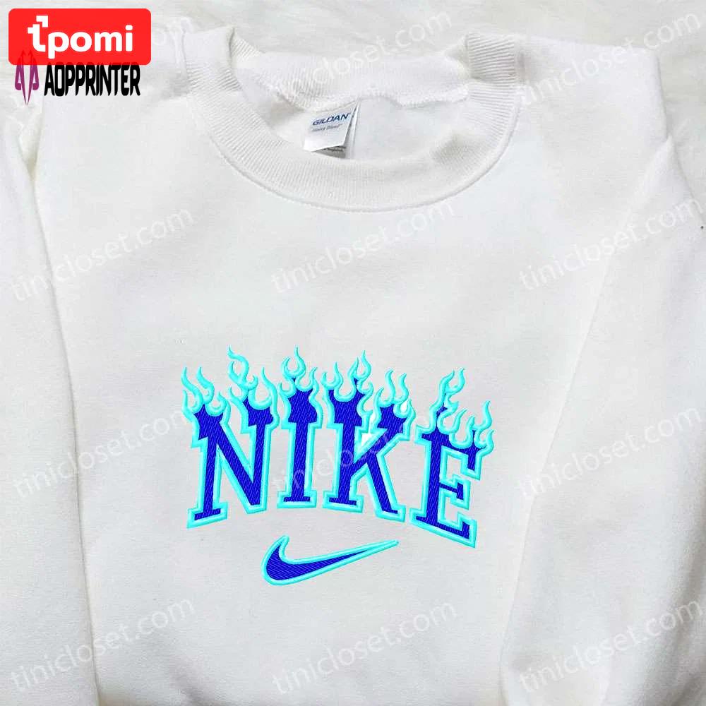 Stylish blue fire x nike embroidered shirt – perfect family gift Embroidered Shirt