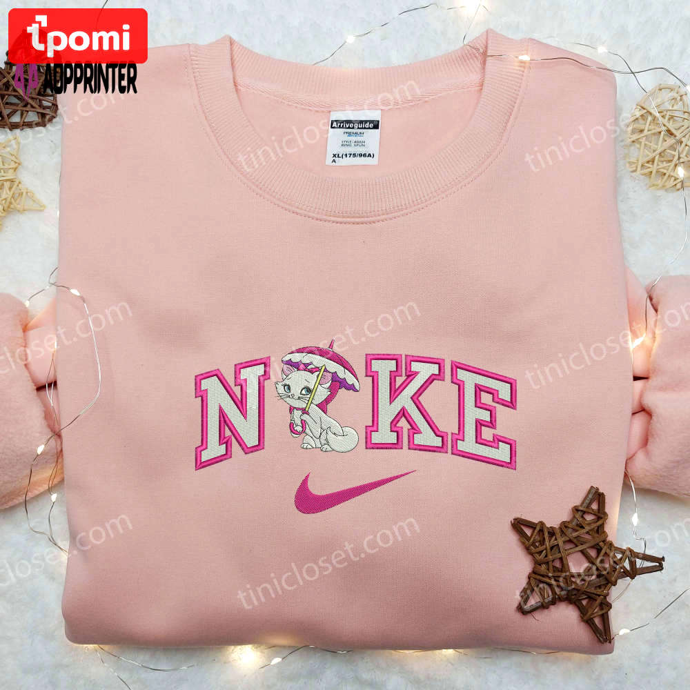 Stylish marie umbrella x nike embroidered shirt: aristocats & custom designs Embroidered Shirt