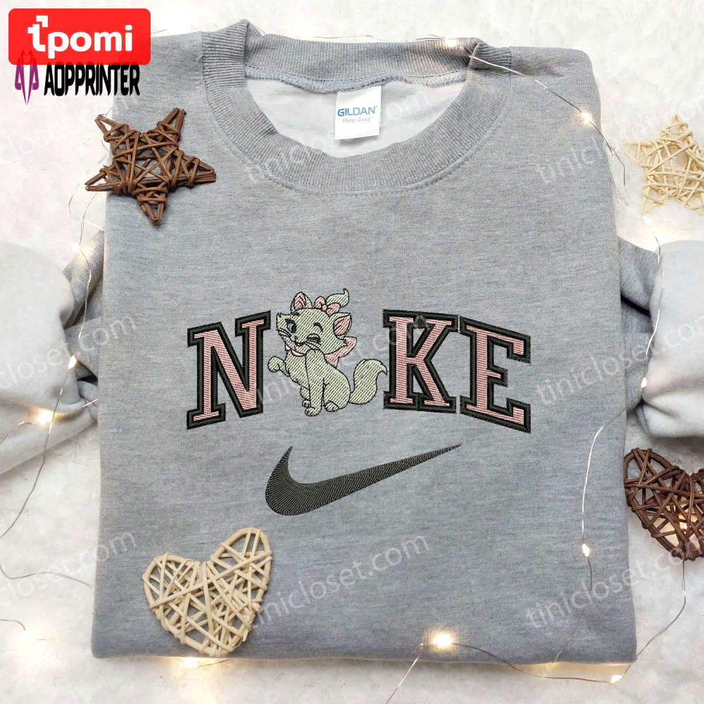 Stylish marie x nike embroidered shirt: aristocats & custom designs Embroidered Shirt