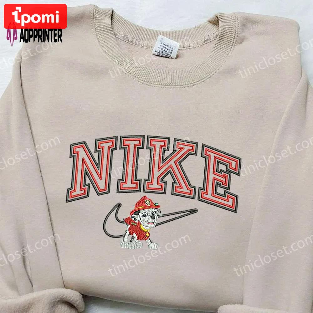 Stylish marshall x nike embroidered sweatshirt paw patrol cartoon & nike inspired shirt Embroidered Shirt